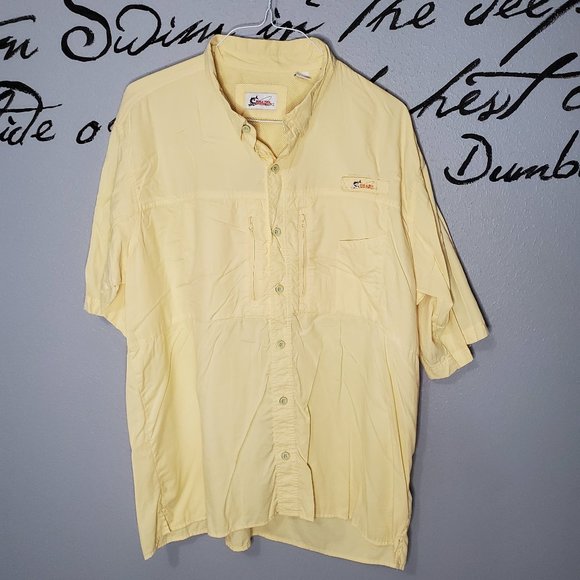 World Wide Sportsman Vented Fishing Shirt Mens Yellow Short Sleeve, 2X - Picture 1 of 6